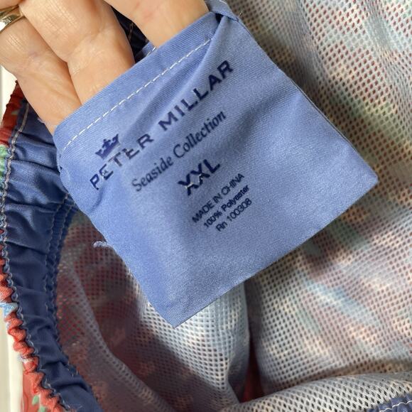 Peter Millar XXL Pink Red Seaside Collection Swim Trunks Fish Hooks Lined Shorts - Picture 11 of 11